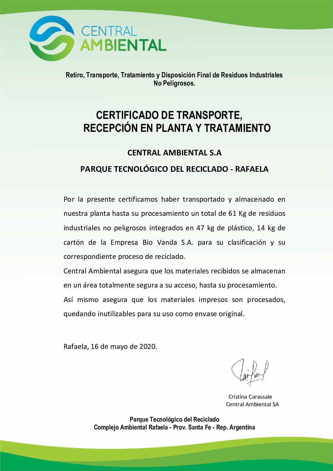 RSE Bio Vanda-  Gestión de residuos